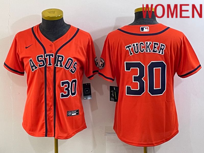 Women Houston Astros 30 Tucker Orange Game Nike 2022 MLB Jerseys